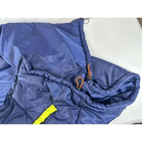 Men's Navy and Yellow Hooded Puffer Parka Jacket Sz Large Tall - Picture 6 of 11